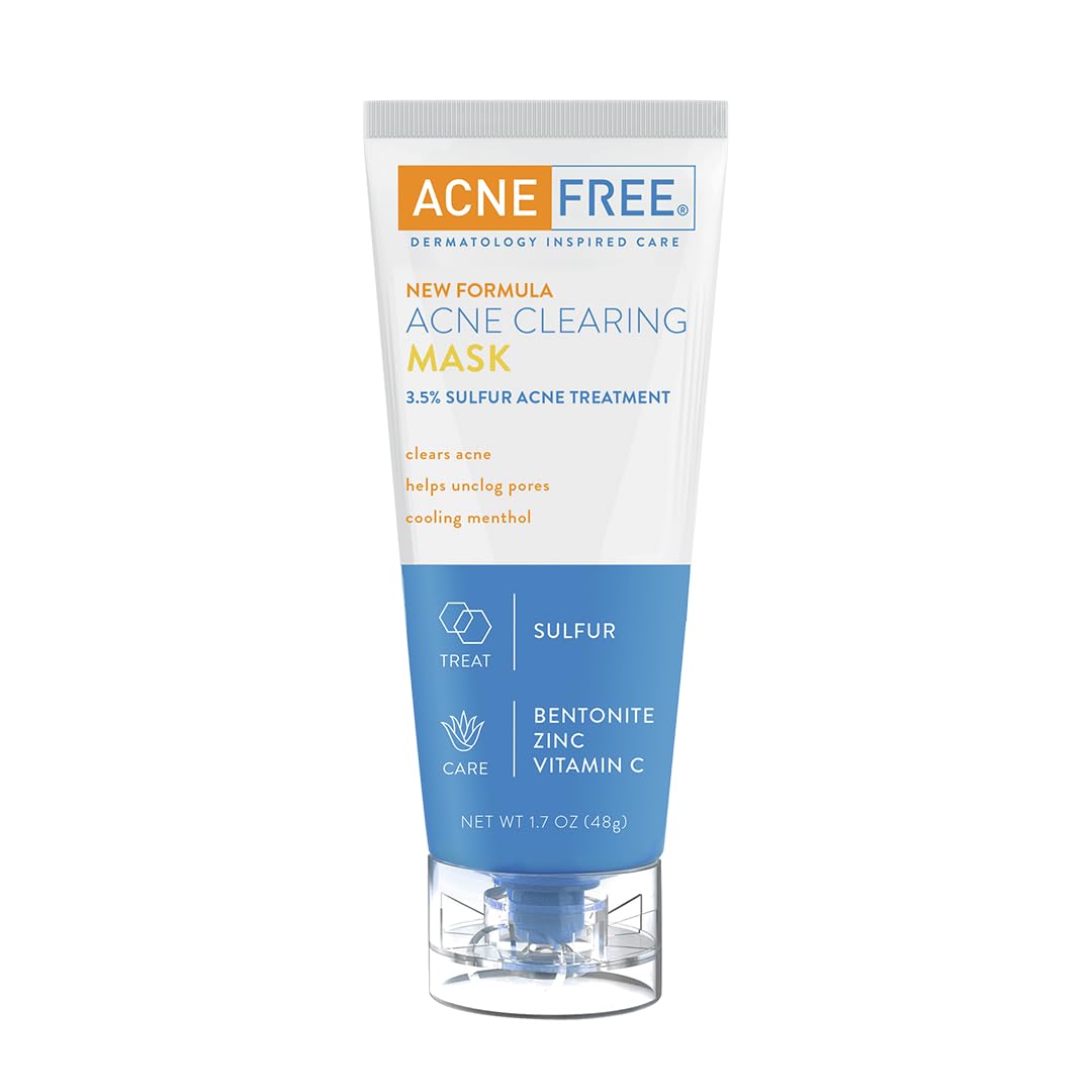 AcneFree on bathroom shelf in lifestyle setting suggesting routine use