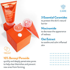 AcneFree foamy texture on fingertip demonstrating lathering benefit