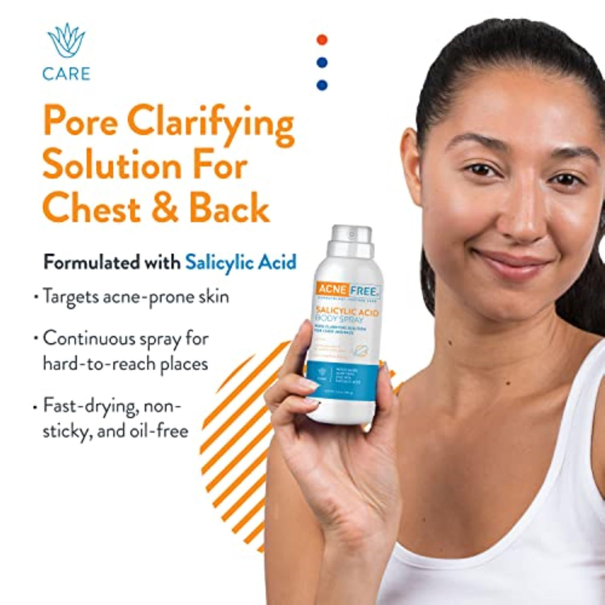 AcneFree label with active ingredients list emphasizing salicylic and glycolic acids