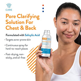 AcneFree label with active ingredients list emphasizing salicylic and glycolic acids