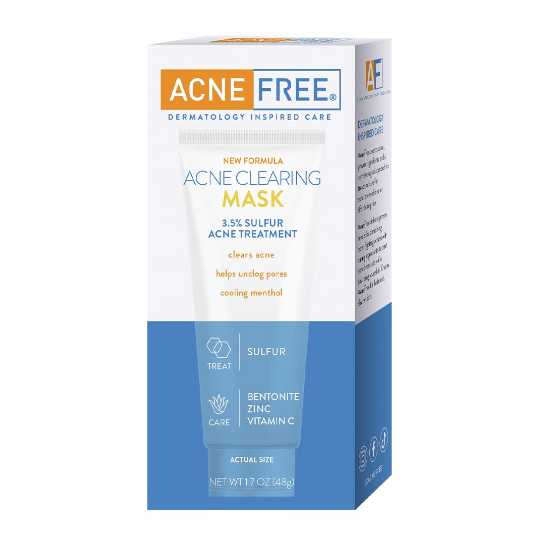 AcneFree tube next to coin illustrating 1.7 ounce size and travel-friendly benefit