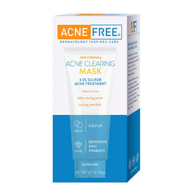 AcneFree tube next to coin illustrating 1.7 ounce size and travel-friendly benefit