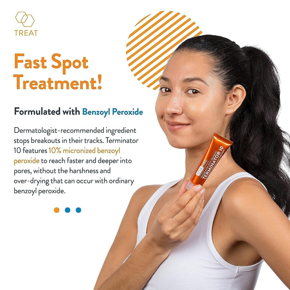 AcneFree Terminator 10 cream texture on fingertip for targeted application benefit