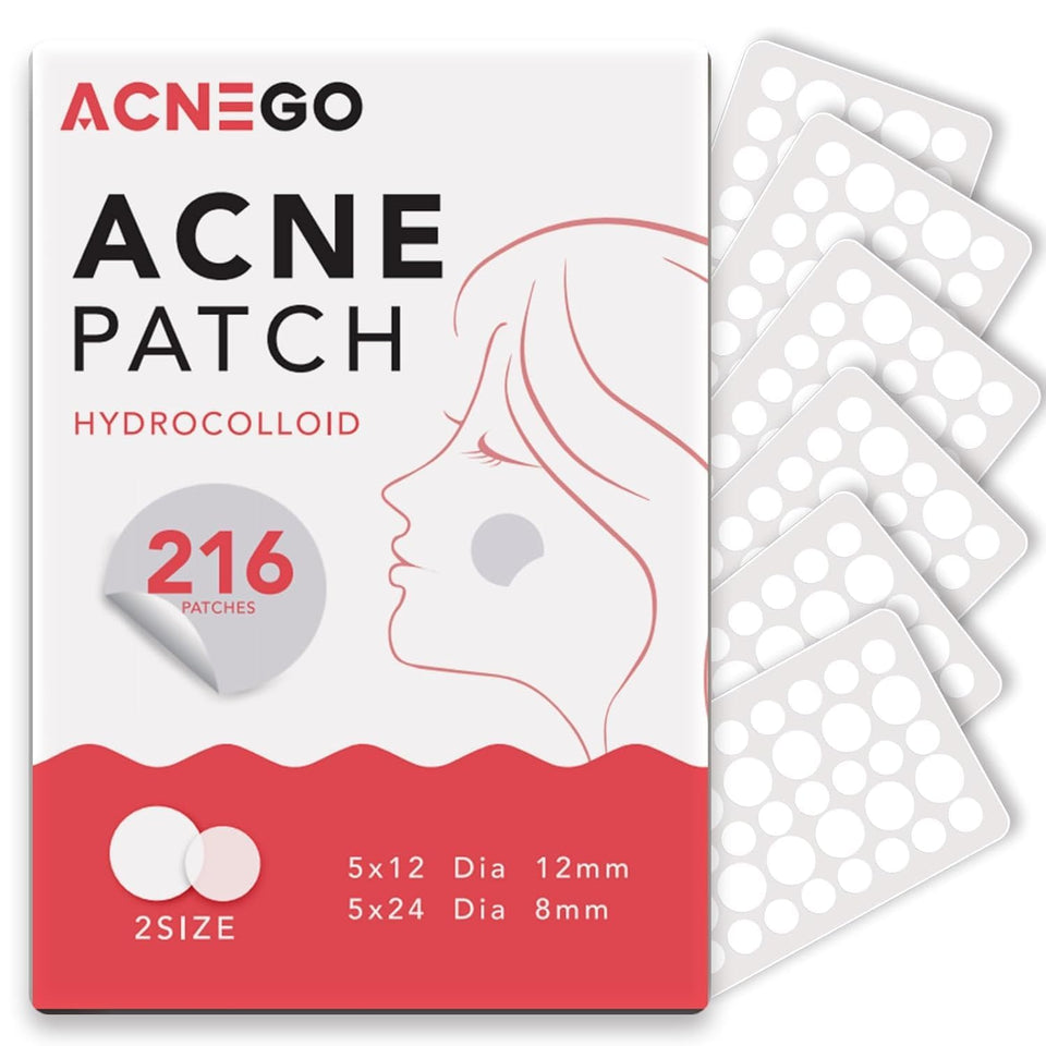 AcneGo front packaging showing product count and sizes for quick selection