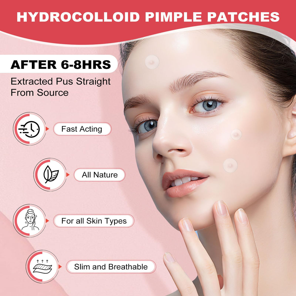 AcneGo patch applied to cheek showing secure placement and coverage