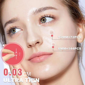 AcneGo patch under foundation demonstrating discreet wear with makeup