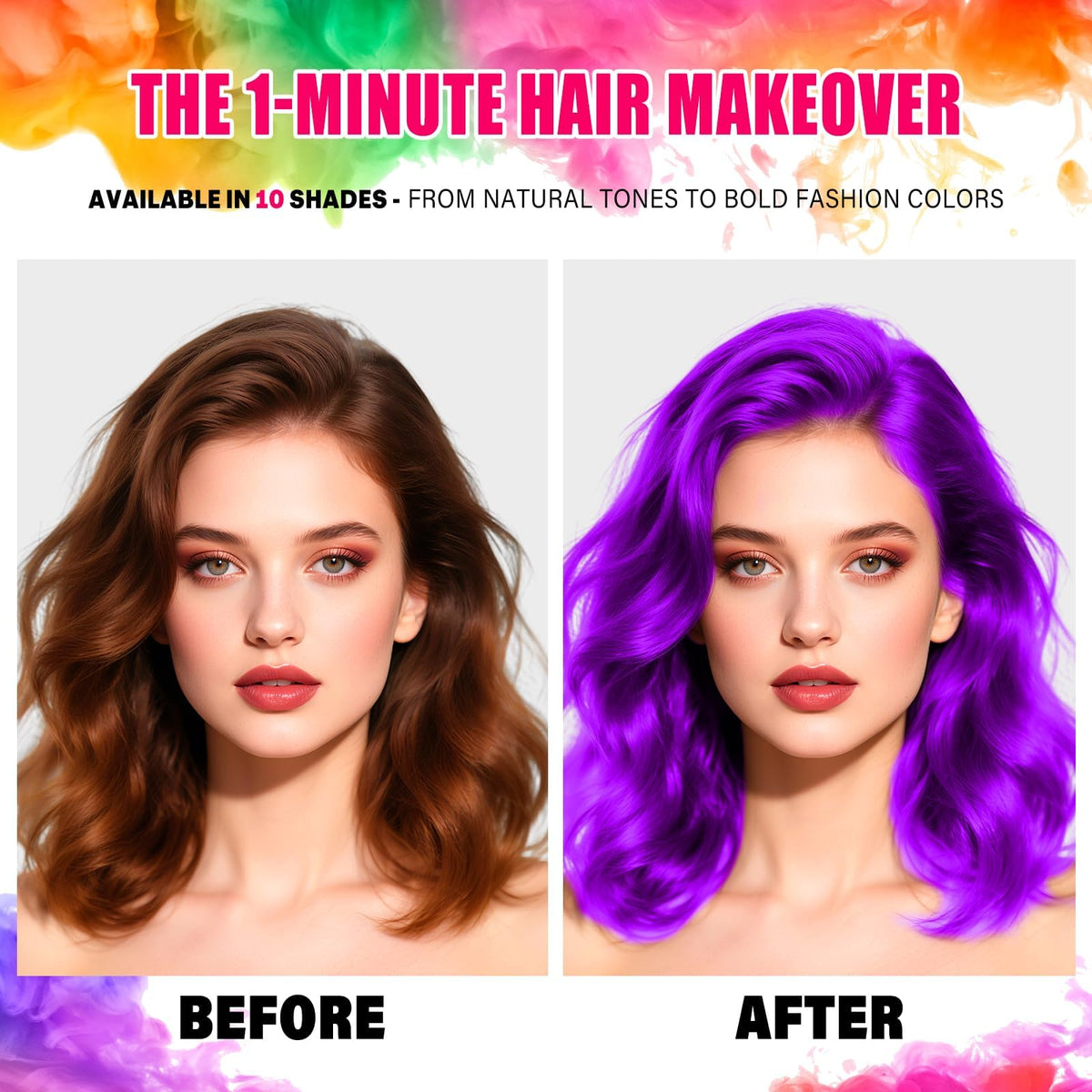 Acomler purple creating subtle highlights on dark hair for dimension