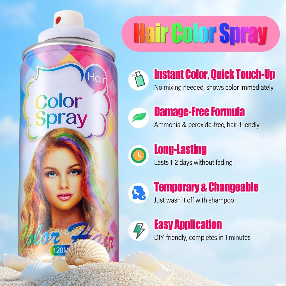 Acomler spray action being applied for instant vibrant green color