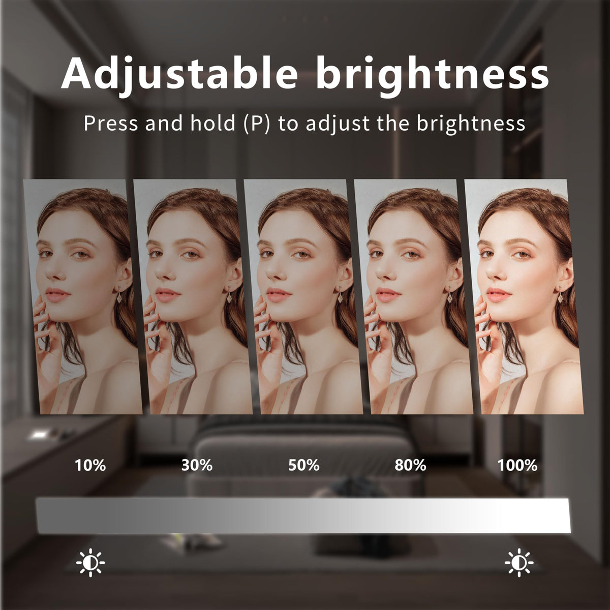 Acoolda touch controls close-up demonstrating easy mode and dimming control