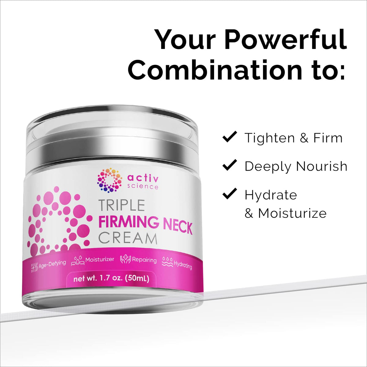 ACTIVSCIENCE open jar texture showing creamy formula for easy absorption