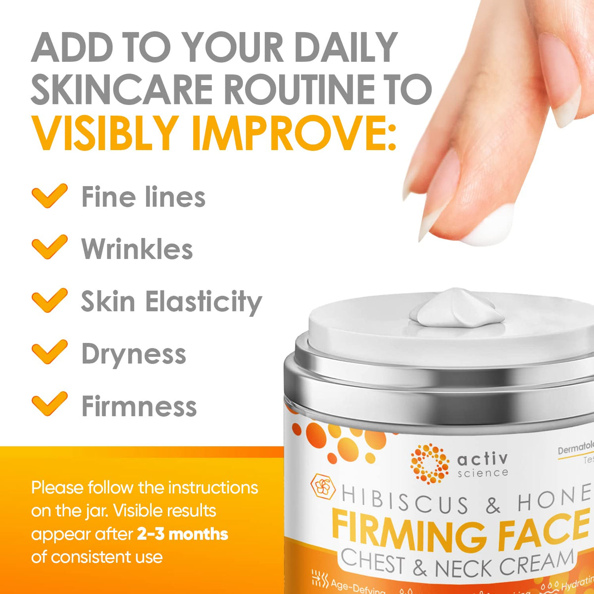 ACTIVSCIENCE applying cream to neck to demonstrate targeted firming