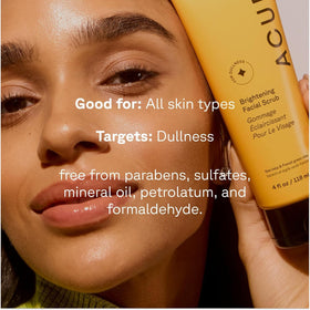 Acure after-wash skin close-up showing smoother, radiant-looking result benefit