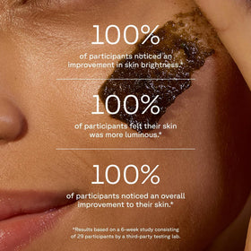 Acure brightening facial scrub ingredients display sea kelp and French green clay for detoxifying