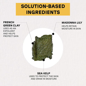 Acure rinse showing green clay lather that helps lift away impurities