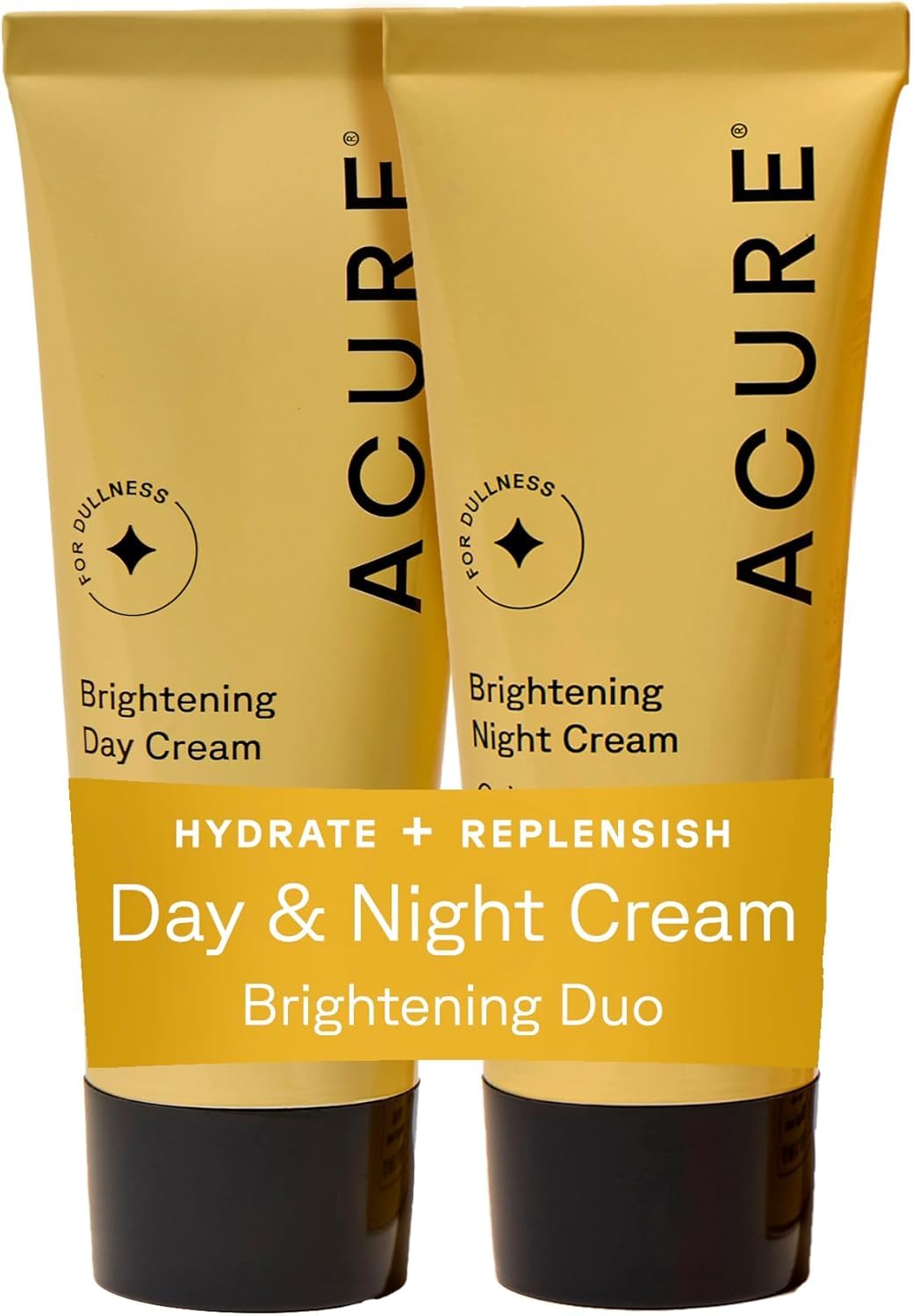 Acure front view of day and night cream set showing clean packaging and daily routine benefit