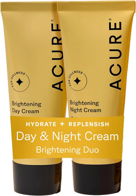 Acure front view of day and night cream set showing clean packaging and daily routine benefit