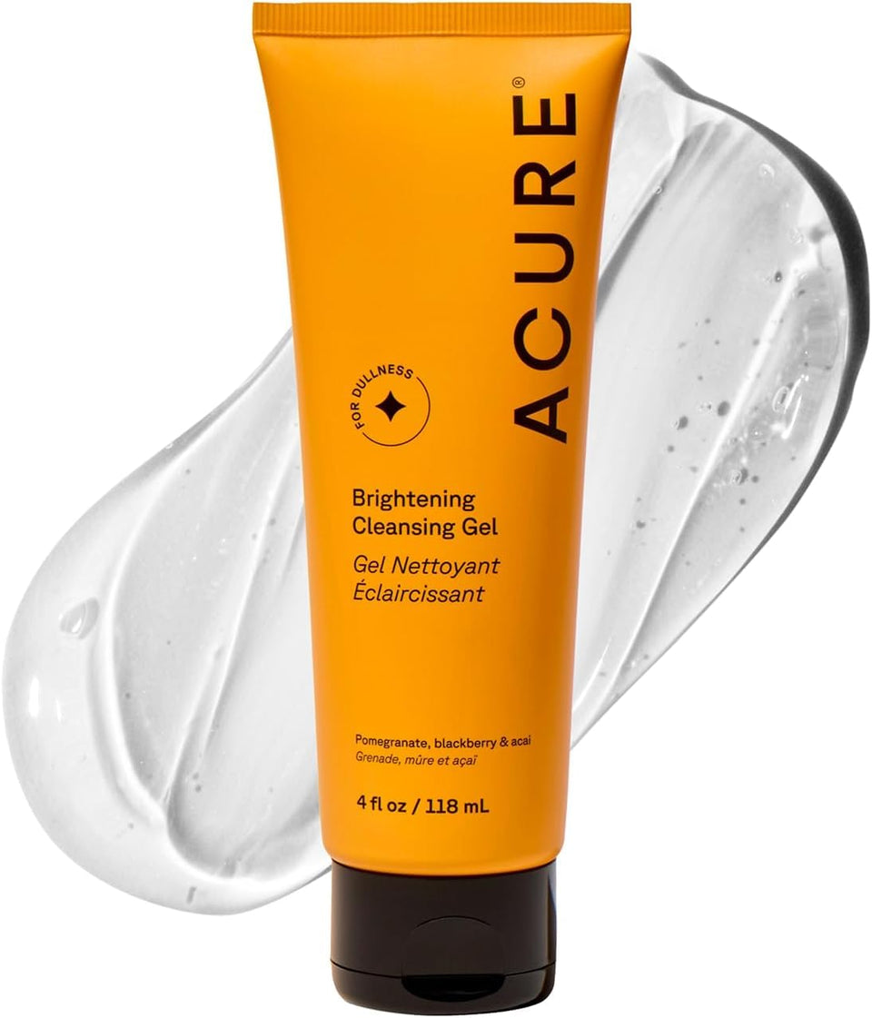 Acure front bottle showing label and brightening benefits