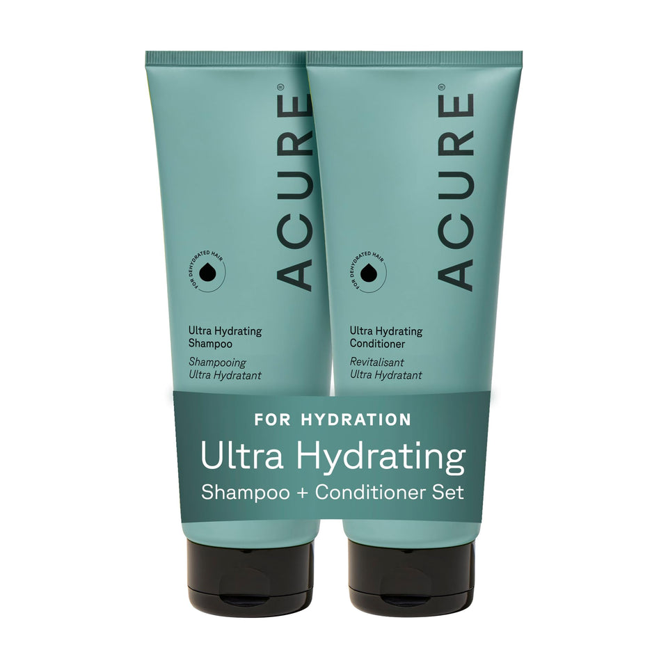 Acure front packaging duo shows both bottles and clear product identity and benefit