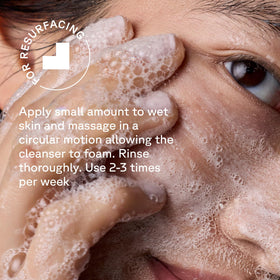 Acure cleanser in use on hands showing gentle exfoliation
