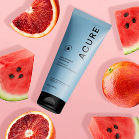 Acure label close-up showing ingredient list and clean beauty claims benefit