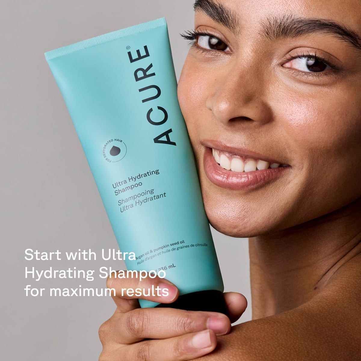 Acure label highlighting argan and pumpkin seed oils for nourishment