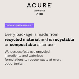 Acure jar placed on bathroom shelf, lifestyle scene conveying nightly routine