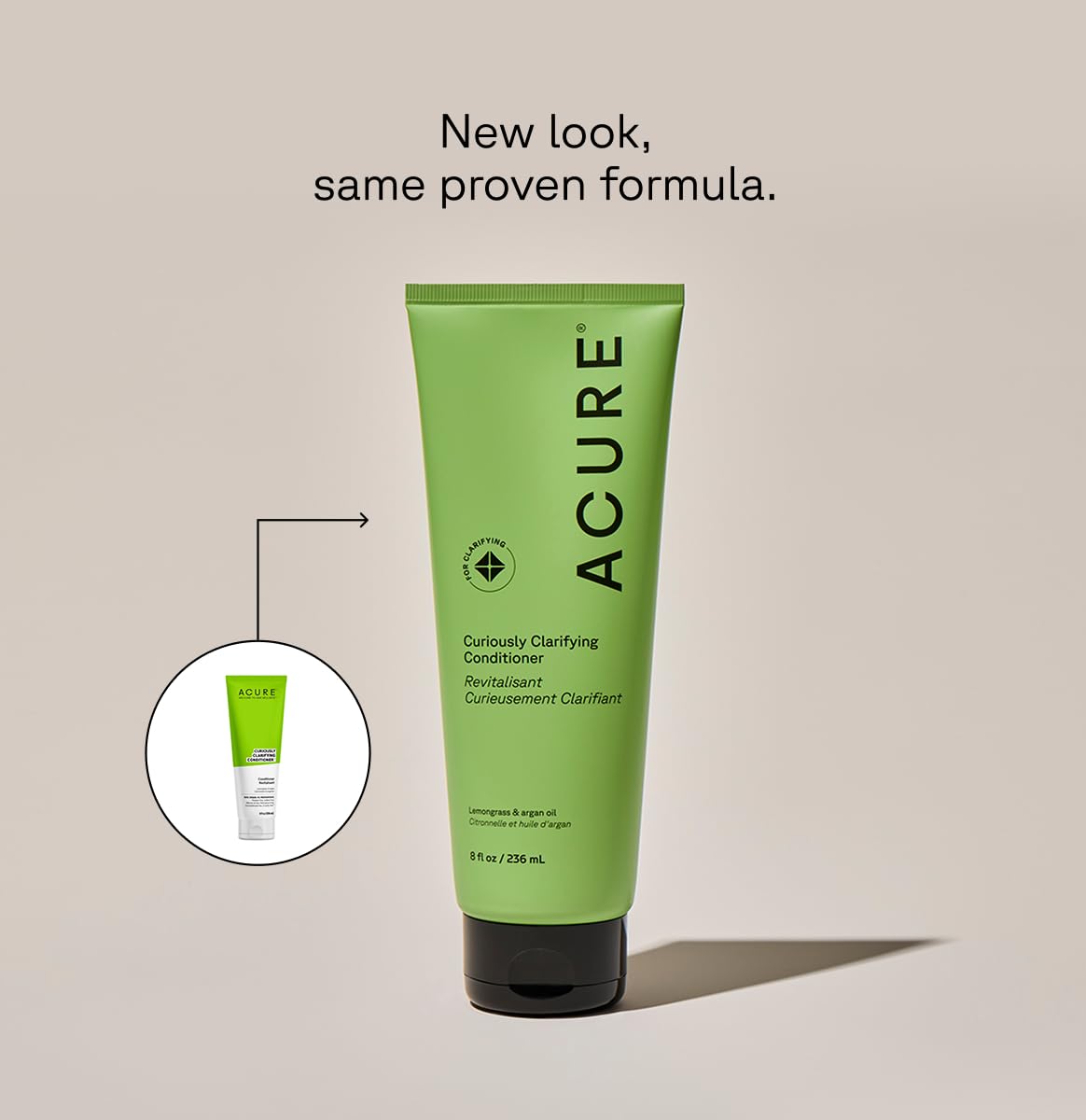 Acure conditioner texture on palm highlighting lightweight slip benefit