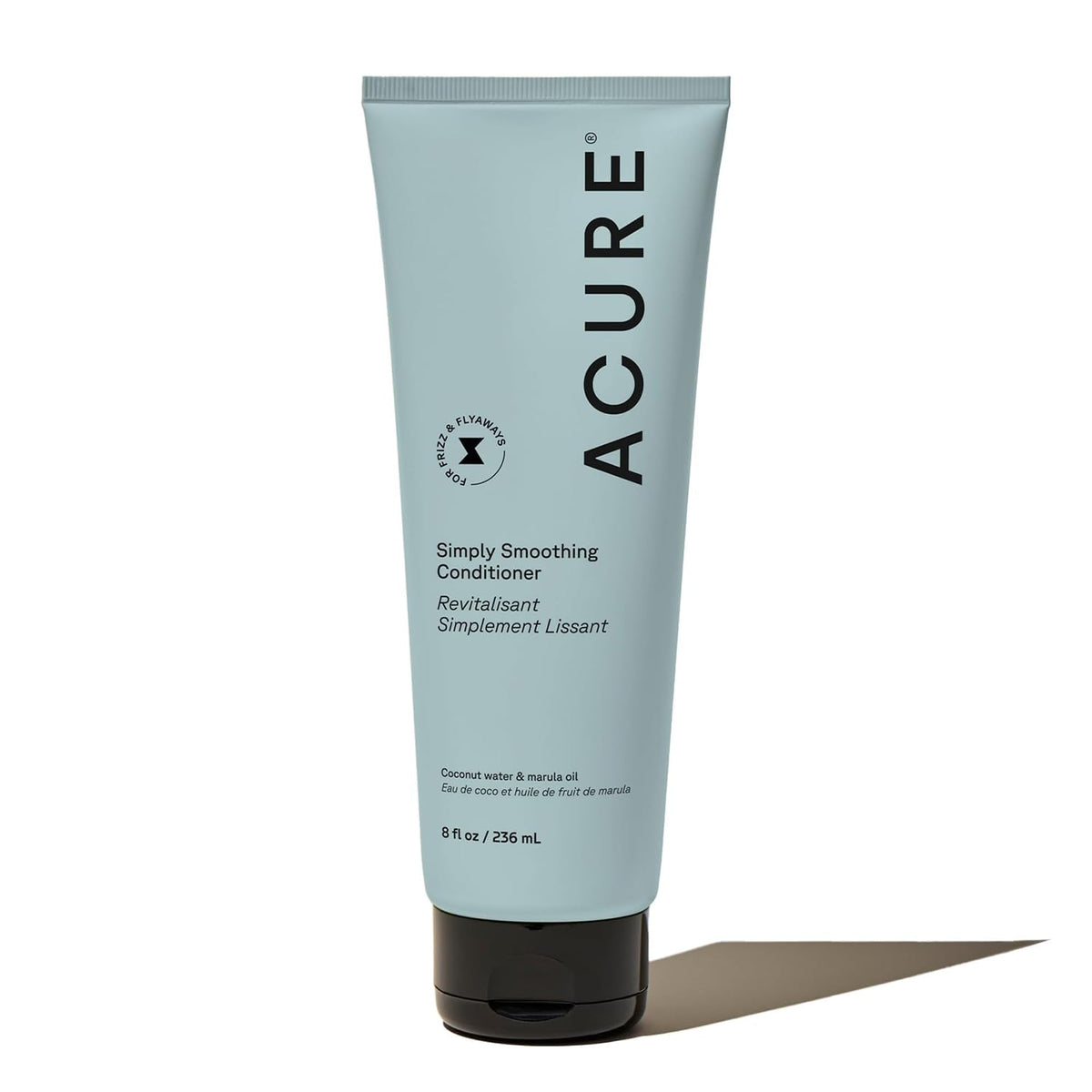 Acure simply smoothing conditioner front packaging showing clean label and benefits