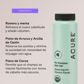 Acure tinted powder on fingertip, precise non‑aerosol application benefit