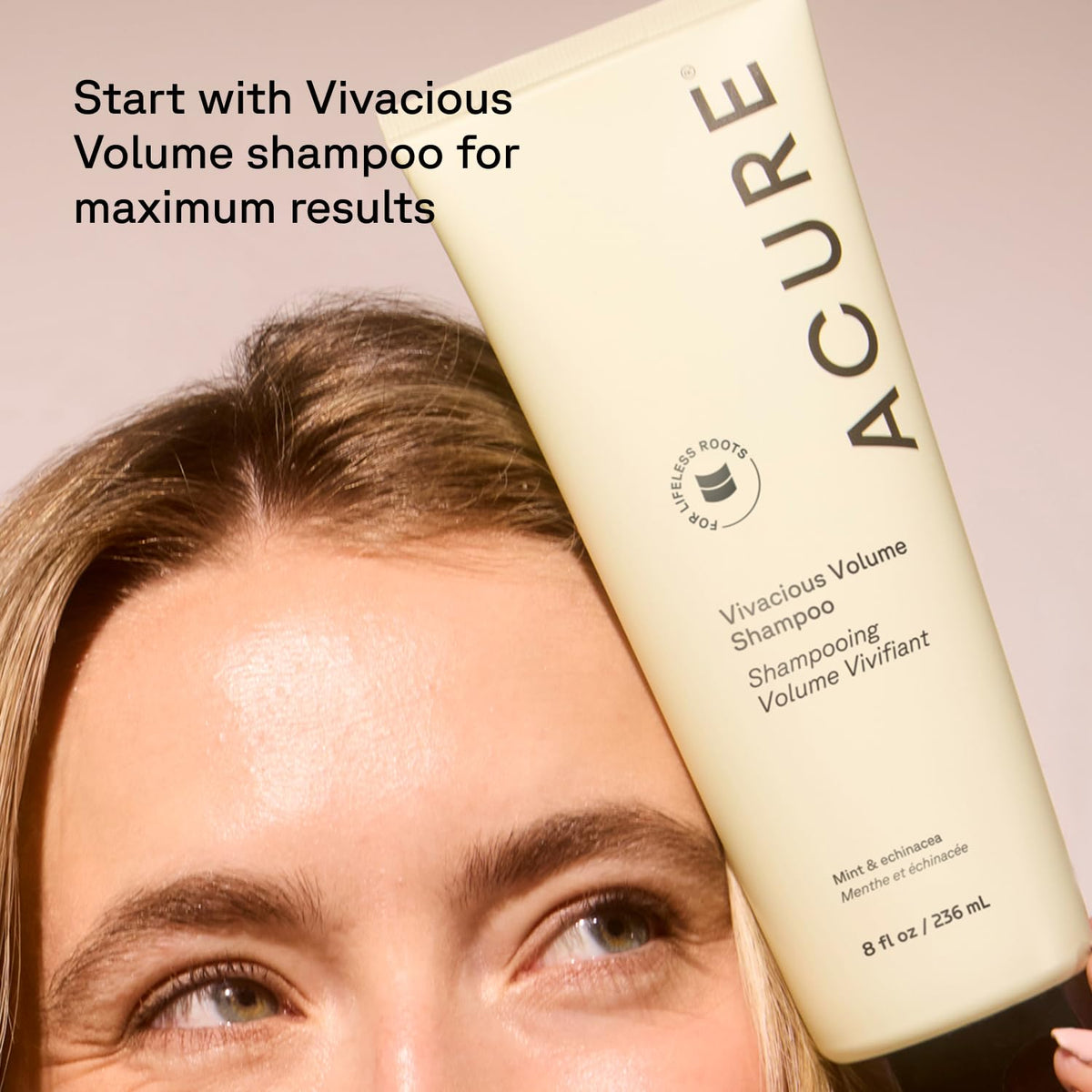 Acure ingredients view with peppermint and echinacea highlighting benefits