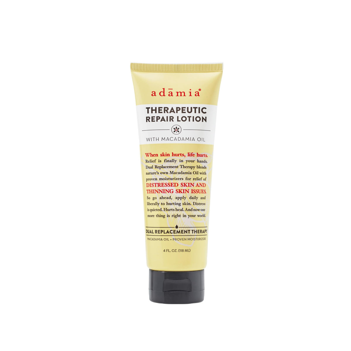 Adamia front tube showing label and size with clear benefit