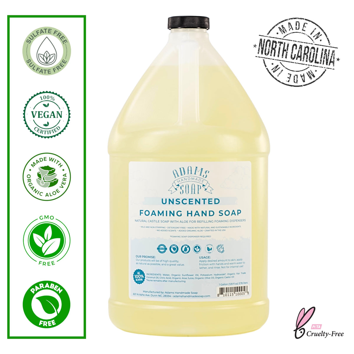 Adams Handmade Soap being poured into a foaming dispenser for easy refills