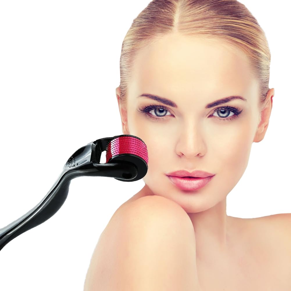Addabst derma roller being used on beard area to support topical absorption benefit