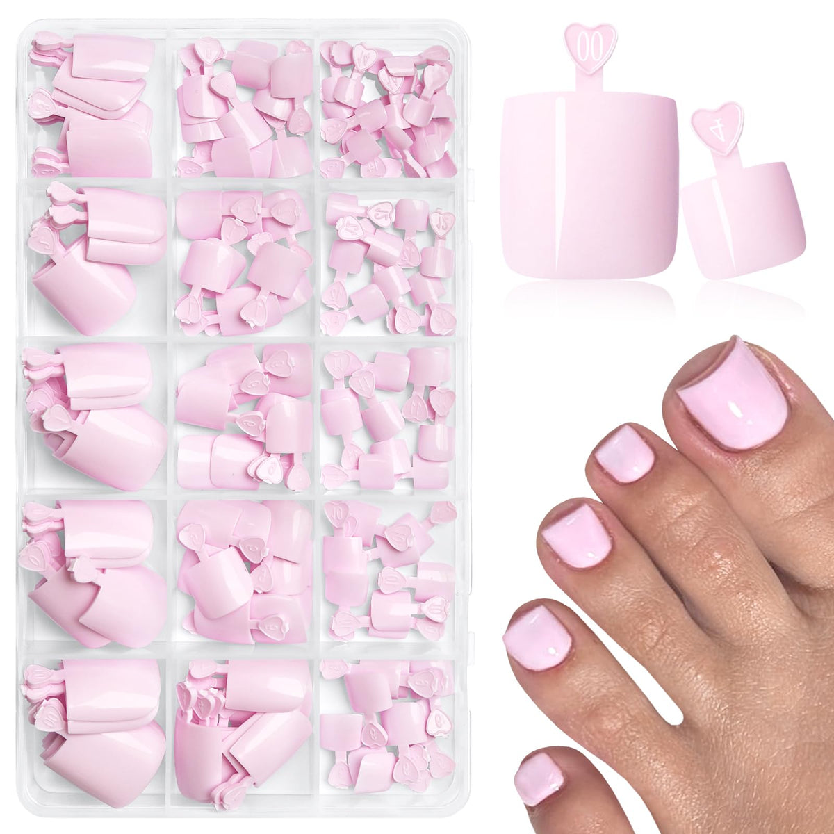 AddFavor front packaging showing pink press-on toenails and kit contents for easy pedicures