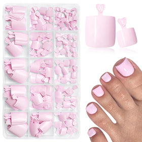 AddFavor front packaging showing pink press-on toenails and kit contents for easy pedicures