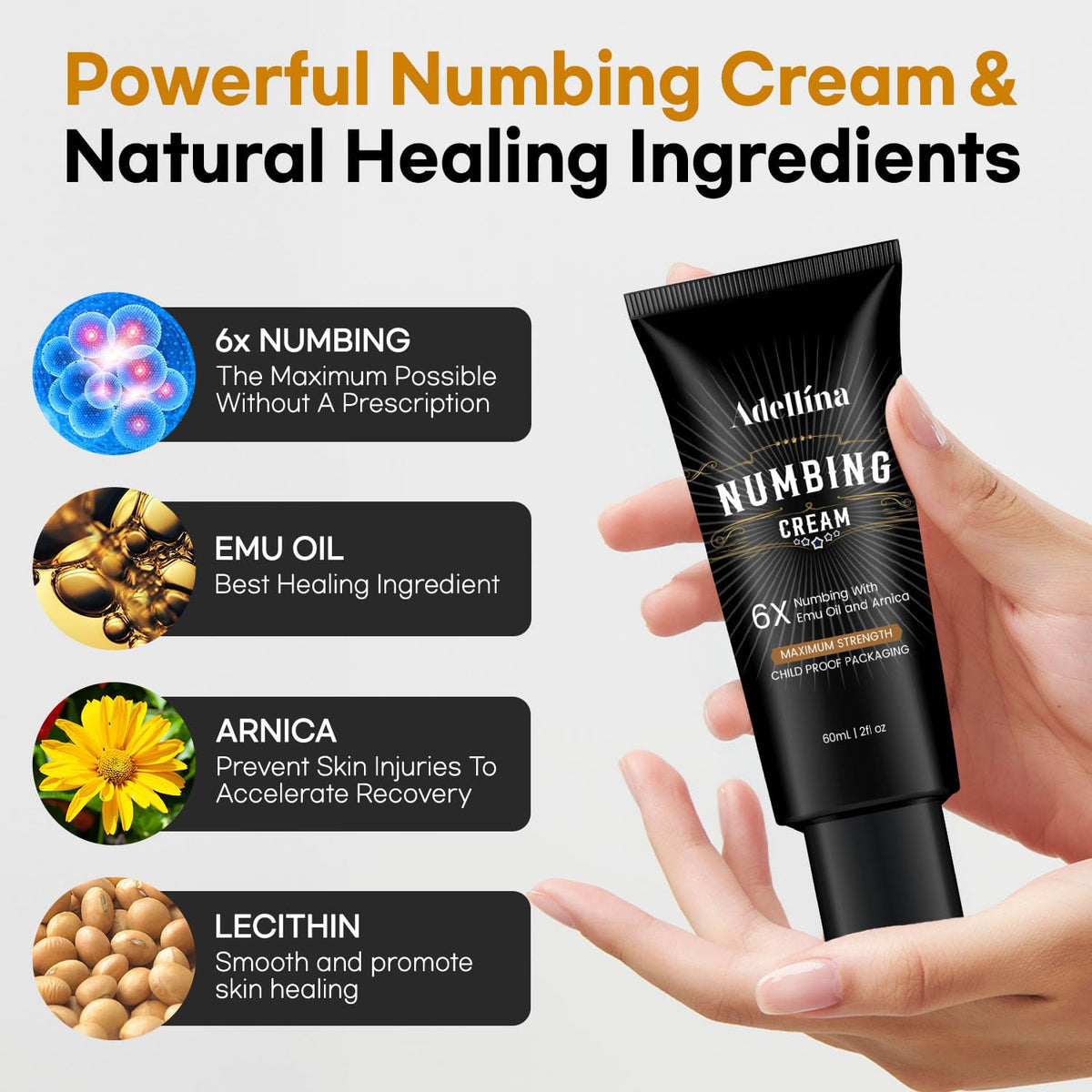 Adellina application on hand demonstrating easy spread and cooling benefit