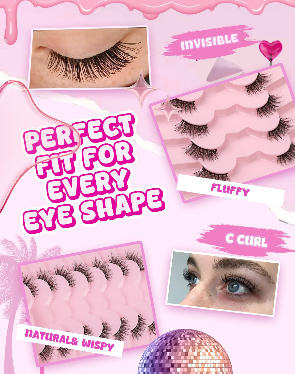 Adious worn lash on model displaying subtle cat-eye lift