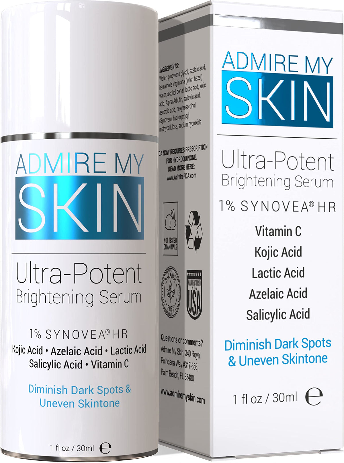 Admire My Skin front label showing product name and size for clear identification and trust