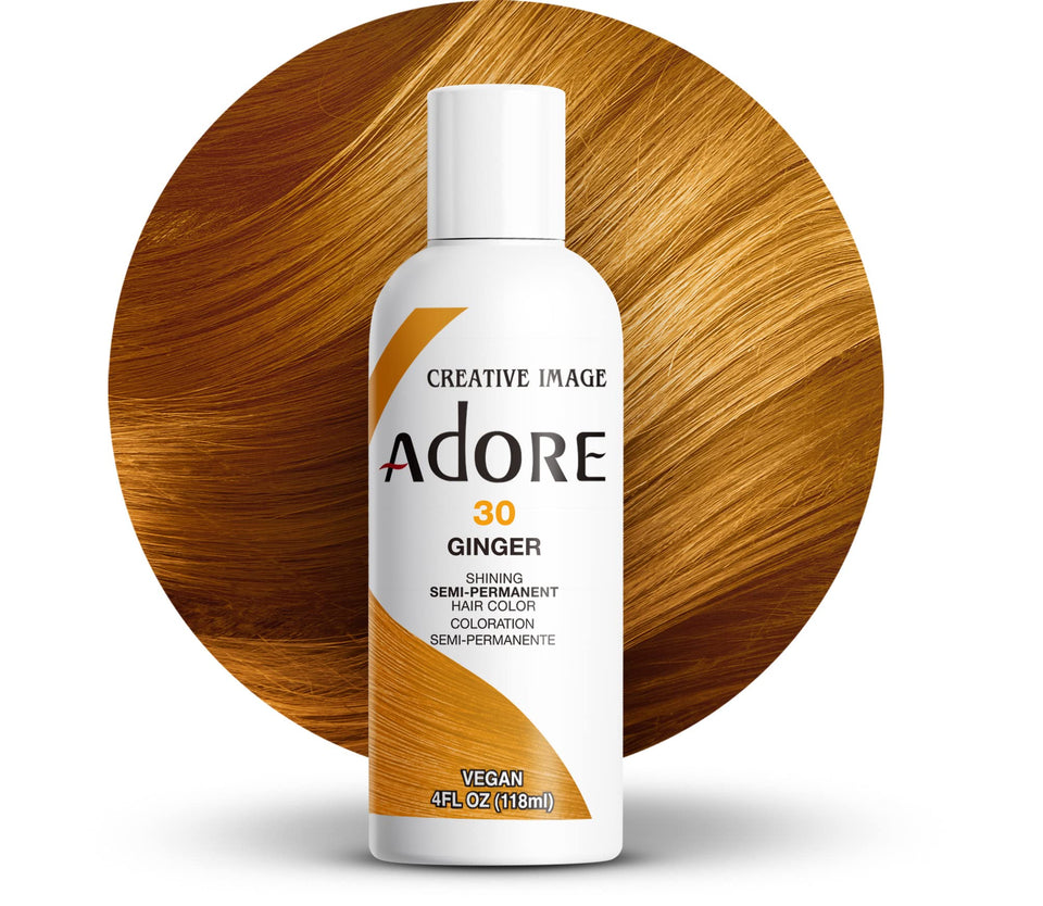 Adore bottle front view showing 030 Ginger label and ready-to-use benefit