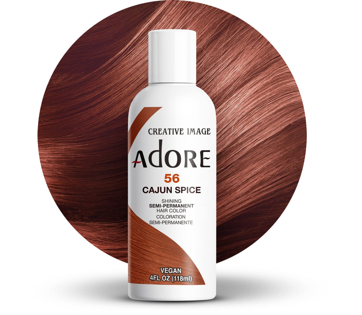 Adore front bottle of Cajun Spice showing label and ready-to-use dye benefits