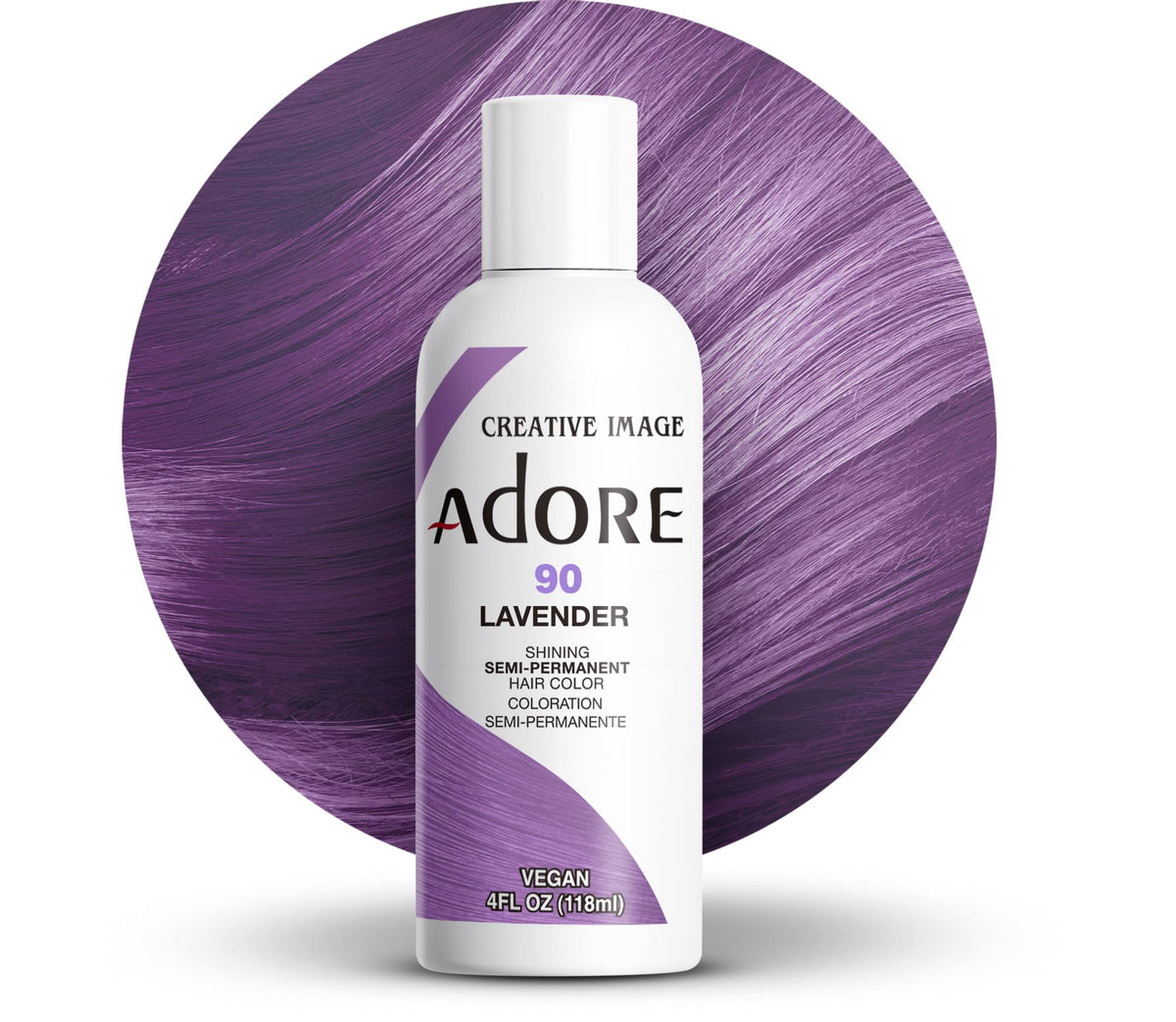 Adore front bottle showing label and 4 fl oz size, clear product information benefit