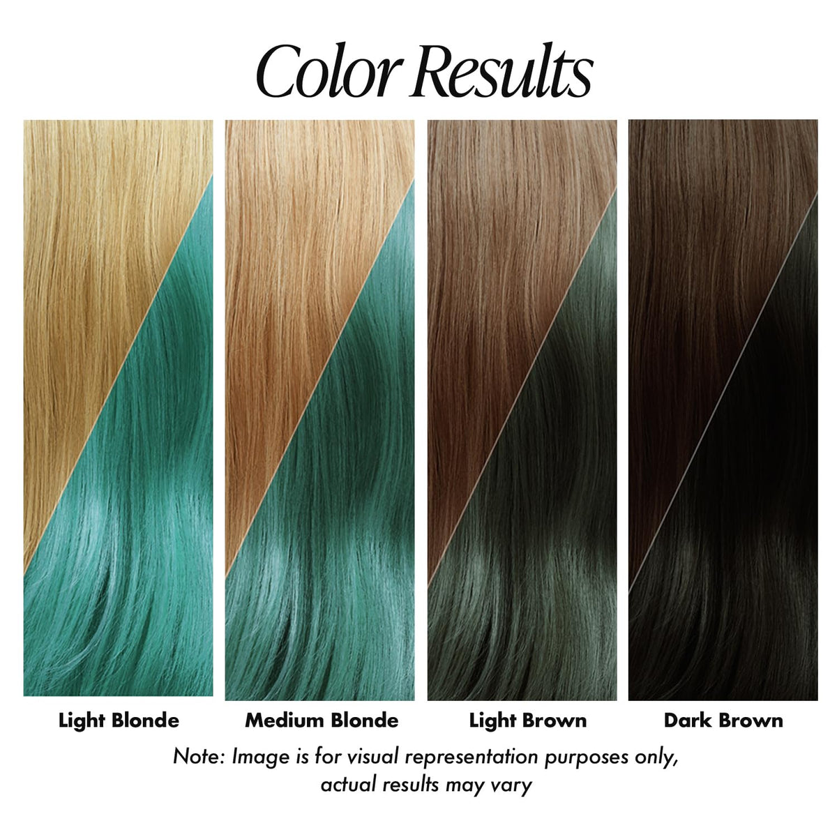 Adore hair model with Jade 195 on lightened hair showing bold green finish