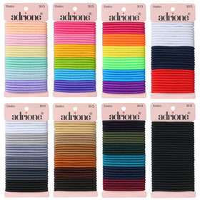 ADRIONE front packaging showing 288 colorful hair ties and card set for convenience