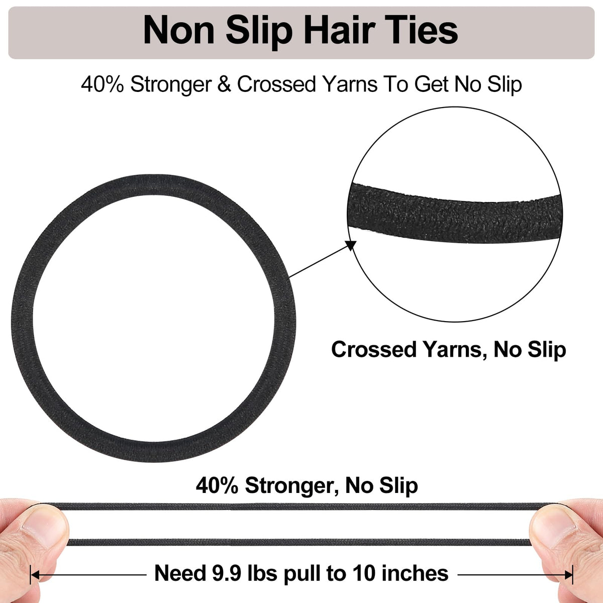 ADRIONE in use ponytail on woman showing secure all-day grip
