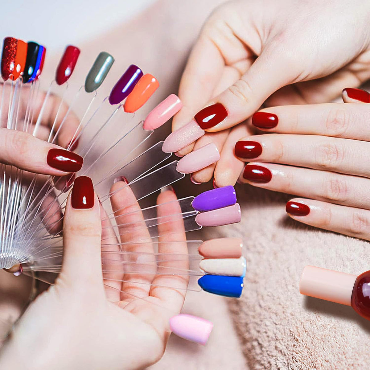 ADULLPONY salon station display with swatches for client selection and professional presentation