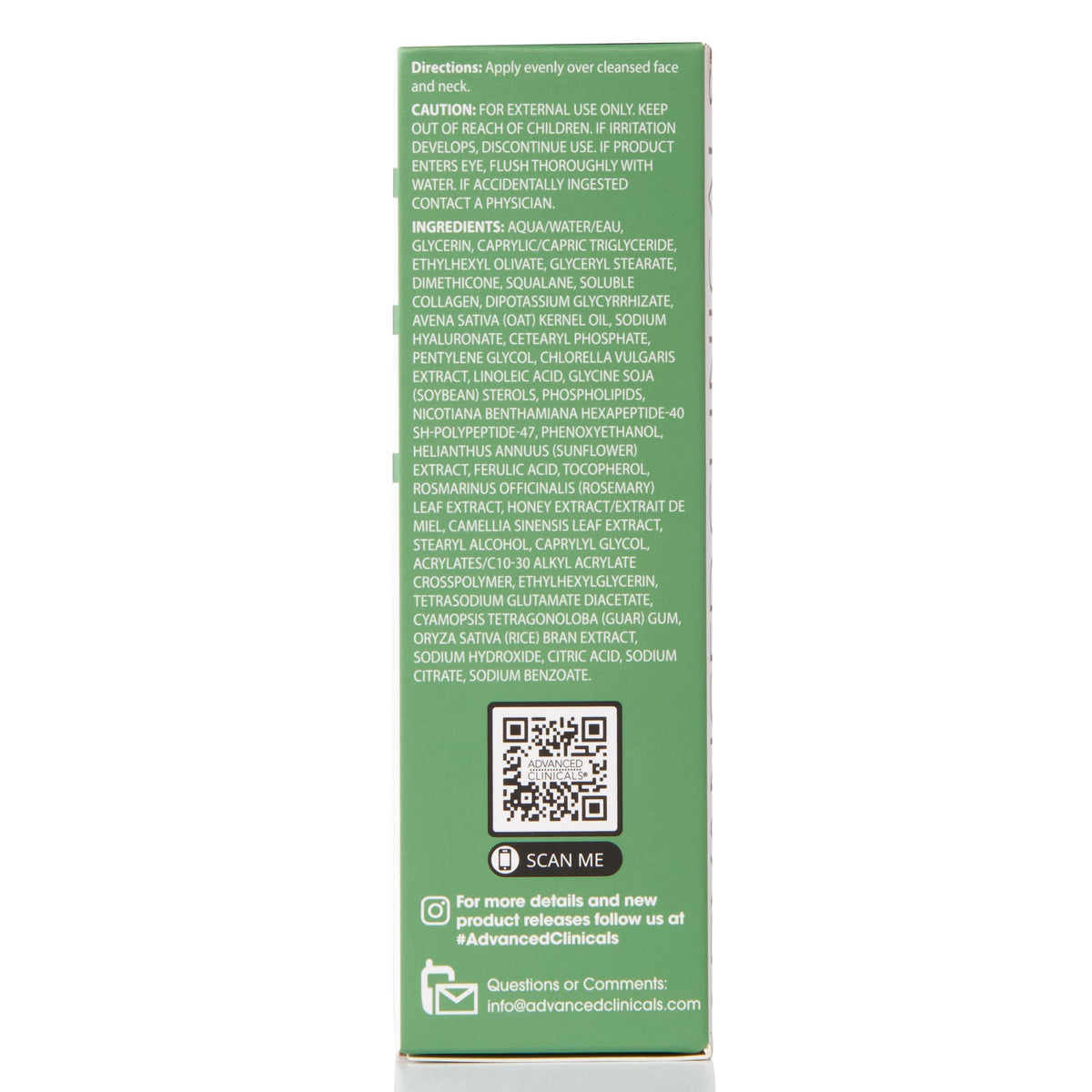 Advanced Clinicals bottle next to common items for 1.75 fl oz size comparison convenience