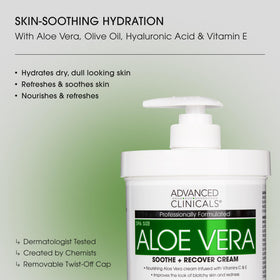 Advanced Clinicals open cap with creamy aloe texture for quick absorption