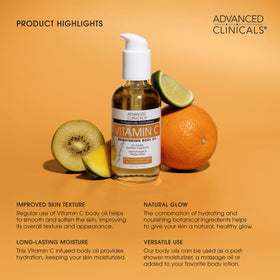 Advanced Clinicals applying oil to arm demonstrating smoother texture benefit