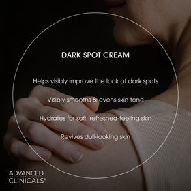 Advanced Clinicals cream applied on hand demonstrating evening skin tone benefit