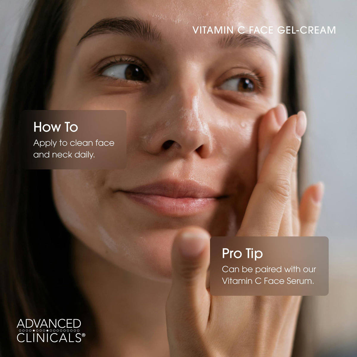 Advanced Clinicals cream on hand demonstrating quick absorption and glow